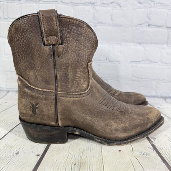 Frye Regina Ankle Booties Women Size 10 Brown Soft Leather Slip on Western - Picture 1 of 15